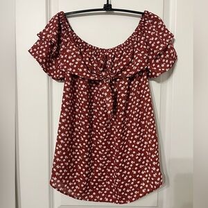 Red Floral Off-Shoulder Top